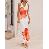 image:imageZESICA Womens Summer Floral Halter Neck Sleeveless Maxi DressOrange