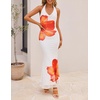 image:imageZESICA Womens Summer Floral Halter Neck Sleeveless Maxi DressOrange