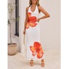 image:imageZESICA Womens Summer Floral Halter Neck Sleeveless Maxi DressOrange