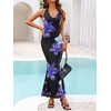 image:imageZESICA Womens Summer Floral Halter Neck Sleeveless Maxi DressPurple
