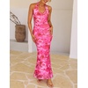 image:imageZESICA Womens Summer Floral Halter Neck Sleeveless Maxi DressRosypink