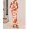 image:imageZESICA Womens Summer Floral Halter Neck Sleeveless Maxi DressTangerine