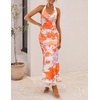 image:imageZESICA Womens Summer Floral Halter Neck Sleeveless Maxi DressTangerine