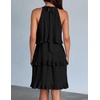 image:imageZESICA Womens Summer Halter Ruffle Tiered Cocktail Mini DressesDark Black