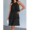 image:imageZESICA Womens Summer Halter Ruffle Tiered Cocktail Mini DressesDark Black