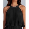 image:imageZESICA Womens Summer Halter Ruffle Tiered Cocktail Mini DressesDark Black