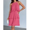 image:imageZESICA Womens Summer Halter Ruffle Tiered Cocktail Mini DressesHot Pink