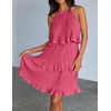 image:imageZESICA Womens Summer Halter Ruffle Tiered Cocktail Mini DressesHot Pink