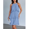 image:imageZESICA Womens Summer Halter Ruffle Tiered Cocktail Mini DressesLight Blue