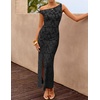 image:imageZESICA Womens Summer One Shoulder Floral Bodycon Midi DressesBlack