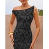 image:imageZESICA Womens Summer One Shoulder Floral Bodycon Midi DressesBlack