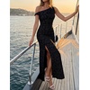 image:imageZESICA Womens Summer One Shoulder Floral Bodycon Midi DressesBlack