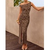 image:imageZESICA Womens Summer One Shoulder Floral Bodycon Midi DressesBrown