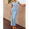 image:imageZESICA Womens Summer One Shoulder Floral Bodycon Midi DressesDustyblue