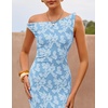 image:imageZESICA Womens Summer One Shoulder Floral Bodycon Midi DressesDustyblue
