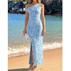 image:imageZESICA Womens Summer One Shoulder Floral Bodycon Midi DressesDustyblue