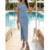 image:imageZESICA Womens Summer One Shoulder Floral Bodycon Midi DressesDustyblue