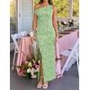 image:imageZESICA Womens Summer One Shoulder Floral Bodycon Midi DressesGreen