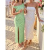 image:imageZESICA Womens Summer One Shoulder Floral Bodycon Midi DressesGreen