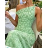 image:imageZESICA Womens Summer One Shoulder Floral Bodycon Midi DressesGreen