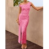 image:imageZESICA Womens Summer One Shoulder Floral Bodycon Midi DressesHotpink