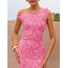 image:imageZESICA Womens Summer One Shoulder Floral Bodycon Midi DressesHotpink