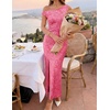 image:imageZESICA Womens Summer One Shoulder Floral Bodycon Midi DressesHotpink