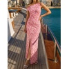 image:imageZESICA Womens Summer One Shoulder Floral Bodycon Midi DressesPink