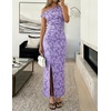 image:imageZESICA Womens Summer One Shoulder Floral Bodycon Midi DressesPurple