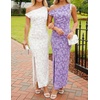 image:imageZESICA Womens Summer One Shoulder Floral Bodycon Midi DressesPurple