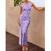 image:imageZESICA Womens Summer One Shoulder Floral Bodycon Midi DressesPurple