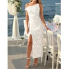 image:imageZESICA Womens Summer One Shoulder Floral Bodycon Midi DressesWhite