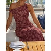 image:imageZESICA Womens Summer One Shoulder Floral Bodycon Midi DressesWine