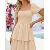 image:imageZESICA Womens Summer Short Puff Sleeve Flowy Tiered Midi DressApricot