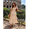 image:imageZESICA Womens Summer Short Puff Sleeve Flowy Tiered Midi DressApricot