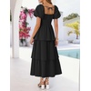 image:imageZESICA Womens Summer Short Puff Sleeve Flowy Tiered Midi DressBlack