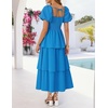 image:imageZESICA Womens Summer Short Puff Sleeve Flowy Tiered Midi DressBlue