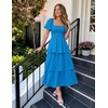 image:imageZESICA Womens Summer Short Puff Sleeve Flowy Tiered Midi DressBlue