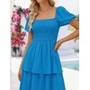 image:imageZESICA Womens Summer Short Puff Sleeve Flowy Tiered Midi DressBlue