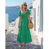 image:imageZESICA Womens Summer Short Puff Sleeve Flowy Tiered Midi DressGreen