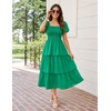 image:imageZESICA Womens Summer Short Puff Sleeve Flowy Tiered Midi DressGreen