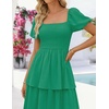 image:imageZESICA Womens Summer Short Puff Sleeve Flowy Tiered Midi DressGreen