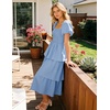 image:imageZESICA Womens Summer Short Puff Sleeve Flowy Tiered Midi DressLight Blue