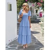 image:imageZESICA Womens Summer Short Puff Sleeve Flowy Tiered Midi DressLight Blue