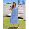 image:imageZESICA Womens Summer Short Puff Sleeve Flowy Tiered Midi DressLight Blue