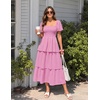 image:imageZESICA Womens Summer Short Puff Sleeve Flowy Tiered Midi DressPink