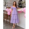 image:imageZESICA Womens Summer Short Puff Sleeve Flowy Tiered Midi DressPurple