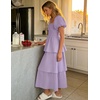image:imageZESICA Womens Summer Short Puff Sleeve Flowy Tiered Midi DressPurple