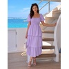 image:imageZESICA Womens Summer Short Puff Sleeve Flowy Tiered Midi DressPurple