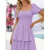 image:imageZESICA Womens Summer Short Puff Sleeve Flowy Tiered Midi DressPurple